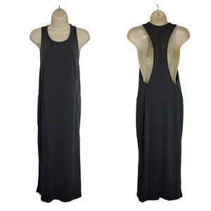 SOLEMIO Modal Low Open Back Dress S Coverup Soft Black Gray Casual Versatile